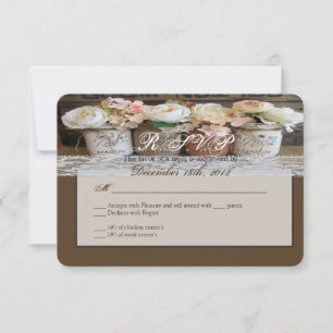 3x5 R.S.V.P. Carte de réponse Mason Jars avec Rose