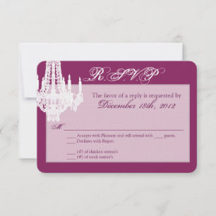 3x5 R.S.V.P. Reply Card Crystal Chandelier Glitz RSVP Kaartje