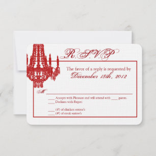 3x5 R.S.V.P. Reply Card Crystal Chandelier Glitz RSVP Kaartje