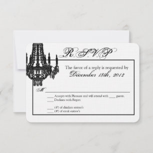3x5 R.S.V.P. Reply Card Crystal Chandelier Glitz RSVP Kaartje