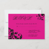 3x5 R.S.V.P. Reply Card Hot Pink Floral Foliage RSVP Kaartje (Voorkant)