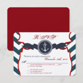 3x5 R.S.V.P. Reply Card Nautical Anchor Compass RSVP Kaartje (Voorkant / Achterkant)