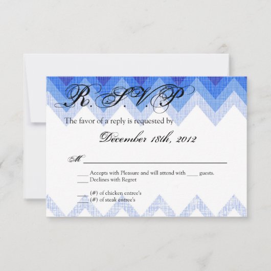 3x5 R.S.V.P. Reply Card Ombre Chevron Blue RSVP Kaartje (Voorkant)