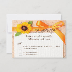 3x5 R.S.V.P. Reply Card Rustic Sunflower Country RSVP Kaartje