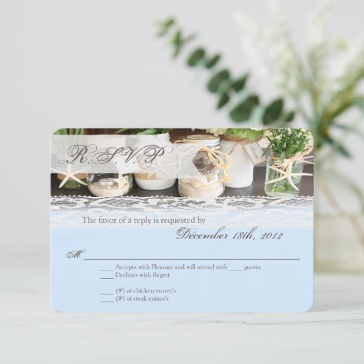 3x5 R.S.V.P. Réponse Card Plage Mer Mason Jars Océ (Debout devant)