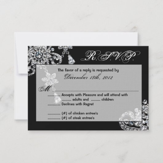 3x5 R.S.V.P. Réponse Carte Collier bijoux diamant (Devant)