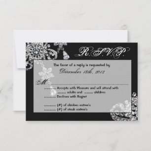 3x5 R.S.V.P. Réponse Carte Collier bijoux diamant