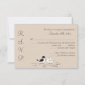 3x5 R.S.V.P. Réponse Carte Mariage Birds Brids Gro (Devant)