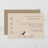 3x5 R.S.V.P. Réponse Carte Mariage Birds Brids Gro (Devant / Derrière)