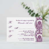 3x5 R.S.V.P. Réponse Carte Plum Purple Damask Lace (Debout devant)
