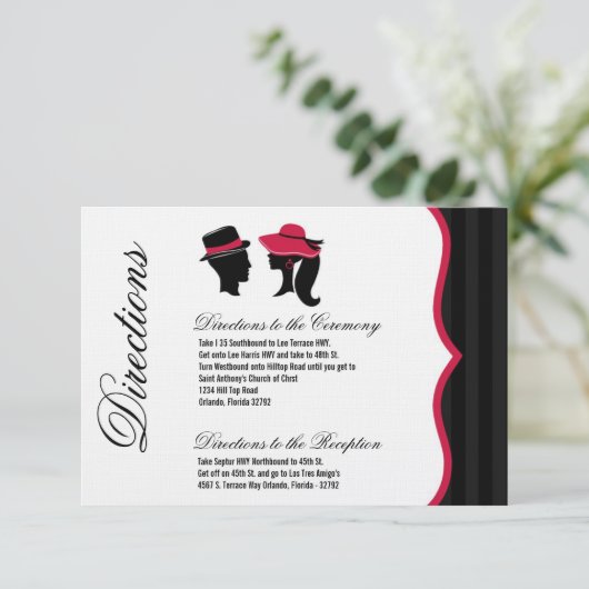 3x5 Richtingenkaart Formele Petten Elegant Retro Informatiekaartje (Staand voorkant)