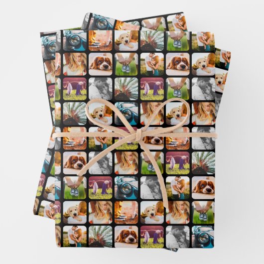 3x Sheets 10 Photo Template Rond Wrapping Paper (In situ)