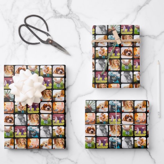 3x Sheets 10 Photo Template Rond Wrapping Paper (Voorkant)