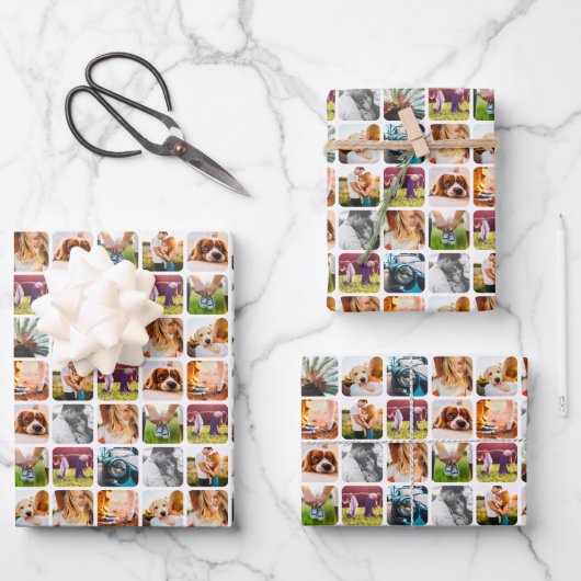 3x Sheets 10 Photo Template Rond Wrapping Paper (Voorkant)