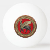 [400] Assyrian Winged Bull: Gold en Black Lamassu Pingpongballen (Achterkant)