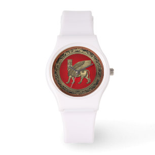 [400] Assyrian Winged Bull - Gold Lamassu Horloge