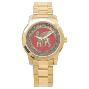 [400] Assyrische vleugelvleugel Lion - Gold Lamass Horloge