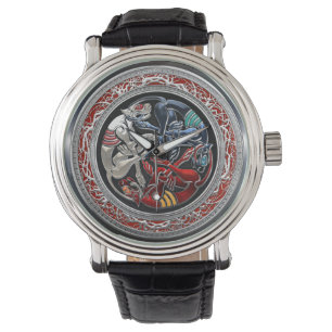 [400] Celtische schatten - Drie honden op zilver Horloge