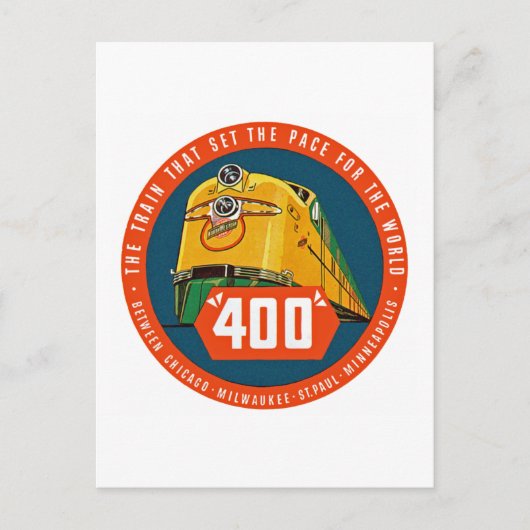 400 ~ "De trein die het pad instelt" Briefkaart (Voorkant)