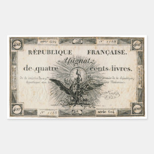 400 Livres French Revolution Assignat Bank Note Rechthoekige Sticker