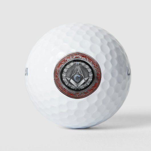 [400] Master Mason - Silver Square & Compass Golfballen (Voorkant)
