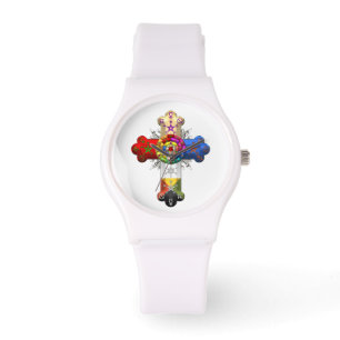 [400] Rooskleurig Kruis (nam Croix toe) Horloge