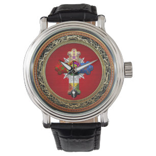 [400] Rosy Cross (Roos Croix) op Red & Gold Horloge