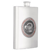 [400] Sacred Silver Scorpion op zwart Heupfles (Rechts)