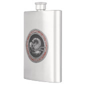 [400] Sacred Silver Scorpion op zwart Heupfles (Links)