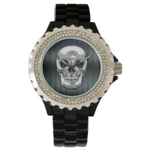 [400] Silver Human Skull. Horloge