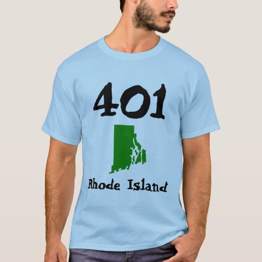 401, Gebiedscode van Rhode Island RI Ocean State T-shirt (Voorkant)
