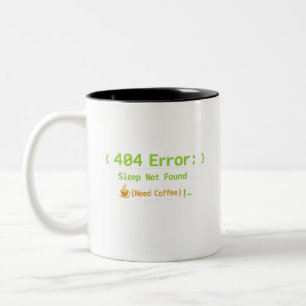 404 Fout: Slaap Niet Gevonden (Koffie Nodig) - Tweekleurige Koffiemok