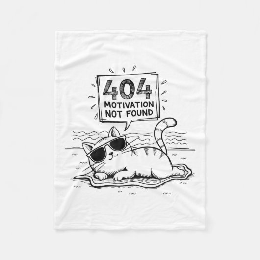 404 Motivation Not Found Funny Lazy Cat Humor Cat  Fleece Deken (Voorkant)