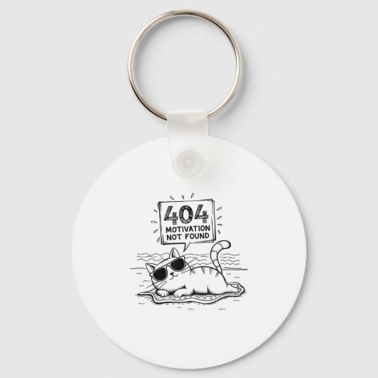 404 Motivation Not Found Funny Lazy Cat Humor Cat  Sleutelhanger (Voorkant)