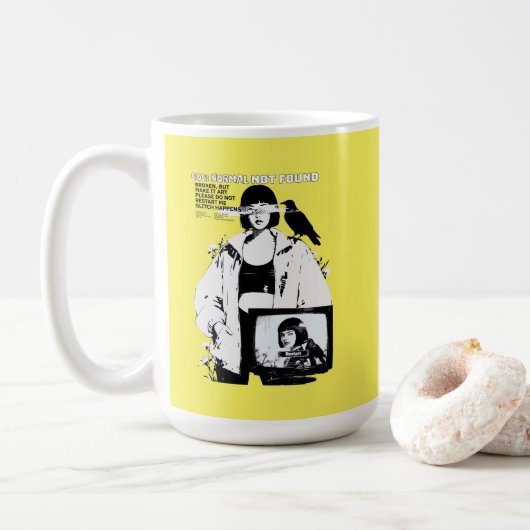 404: Normal Not Found – Glitched Soul Koffiemok (Met donut)