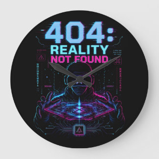 404 Realiteit Niet Gevonden Cyberpunk VR Wandklok Grote Klok