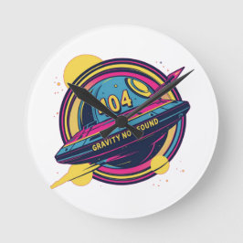 404 Zwaartekracht niet gevonden - Retro Space Pop  Ronde Klok