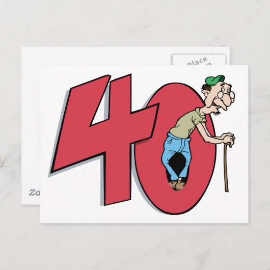 40 - 40 jaar oud Verjaardag Groet Briefkaart (Voorkant / Achterkant)