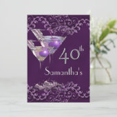 40 40e elegant  paars kaart (Staand voorkant)