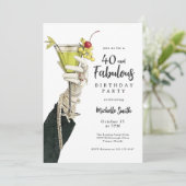 40 and Fabulous Cocktails and Pearls Birthday Kaart (Staand voorkant)
