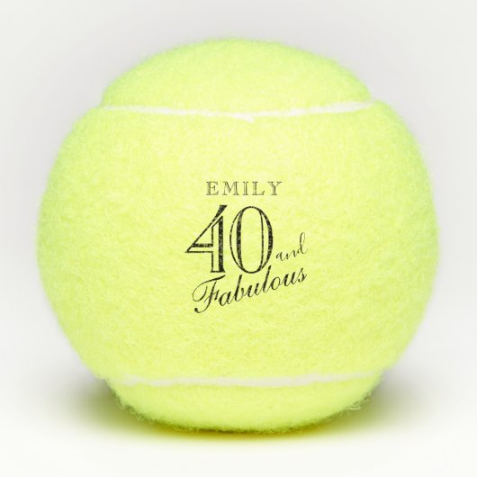 40 and Fabulous Elegant Script Naam 40th Birthday Tennisballen (Voorkant)