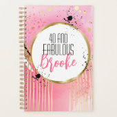 40 and Fabulous Pink Black Abstract Vrouwelijk Planner (Voorkant)