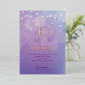 40 Anniversaire Lilac Foil Invitation (Debout devant)