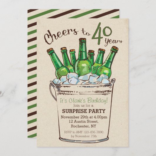 40 ans d'anniversaire Invitation (Devant / Derrière)