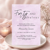 40 ans et fabuleuse Invitation 40 ans Lavande