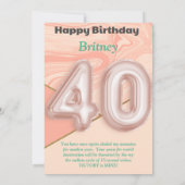 40 ans filles Bonne carte d'anniversaire (Dos)