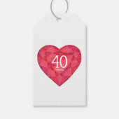 40 ans rubis bijou coeur aquarelle art étiquettes  (Devant)