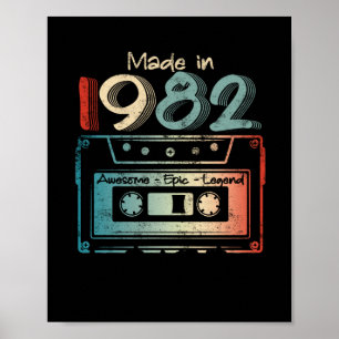 40 Birthday Gifts Year Old Made in 1982 Poster