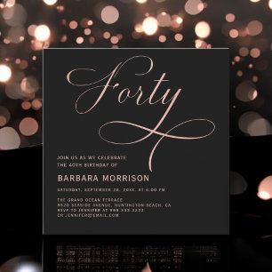 40 Black Roos Gold Script 40e verjaardag Kaart