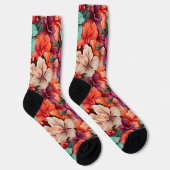 #40 Bloemenpatroon Crew Sokken (Rechts)
